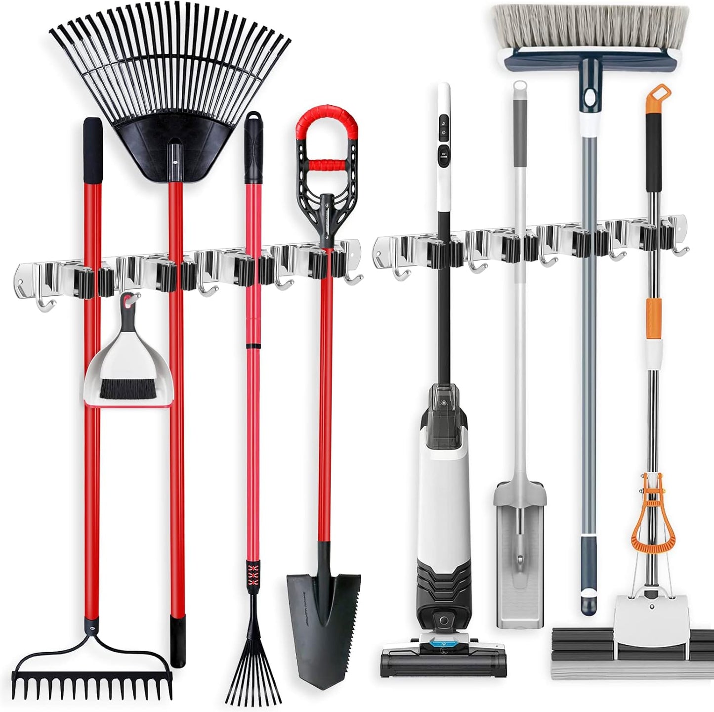 Stainless Steel Broom Holder Wall Mounted for Home Organization