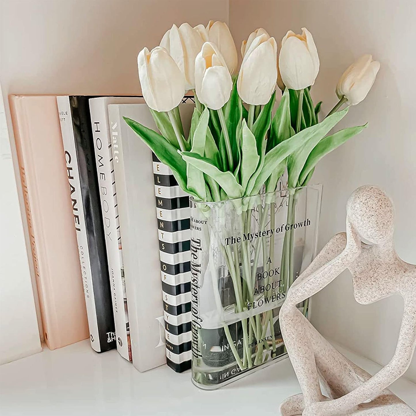 Puransen Clear Book Vase - Floral Shelf Decor