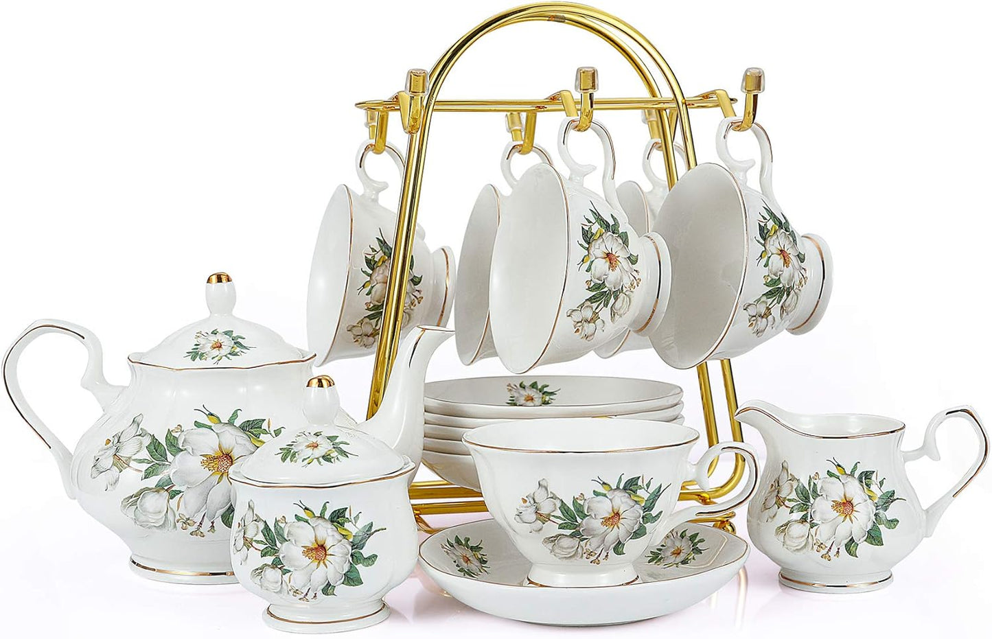 CHENP.HMC Porcelain Tea Set 22-Piece Elegant Tea Cup Set