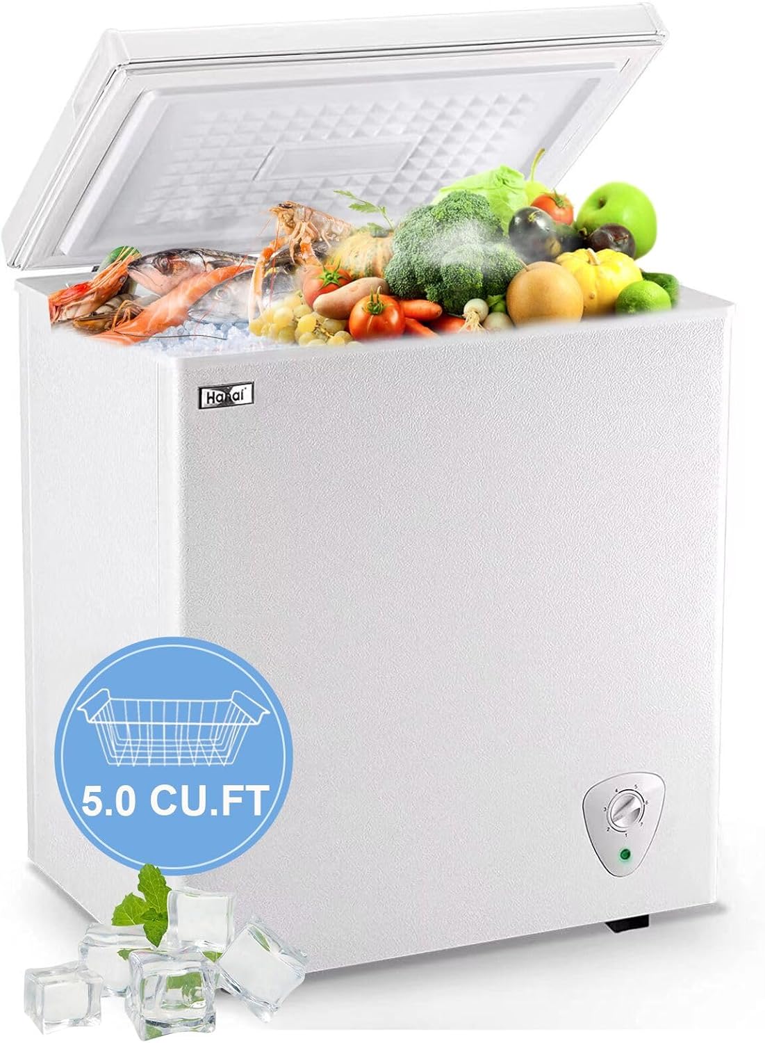 WANAI 5.0 Cu.Ft Compact Chest Freezer with Adjustable Thermostat