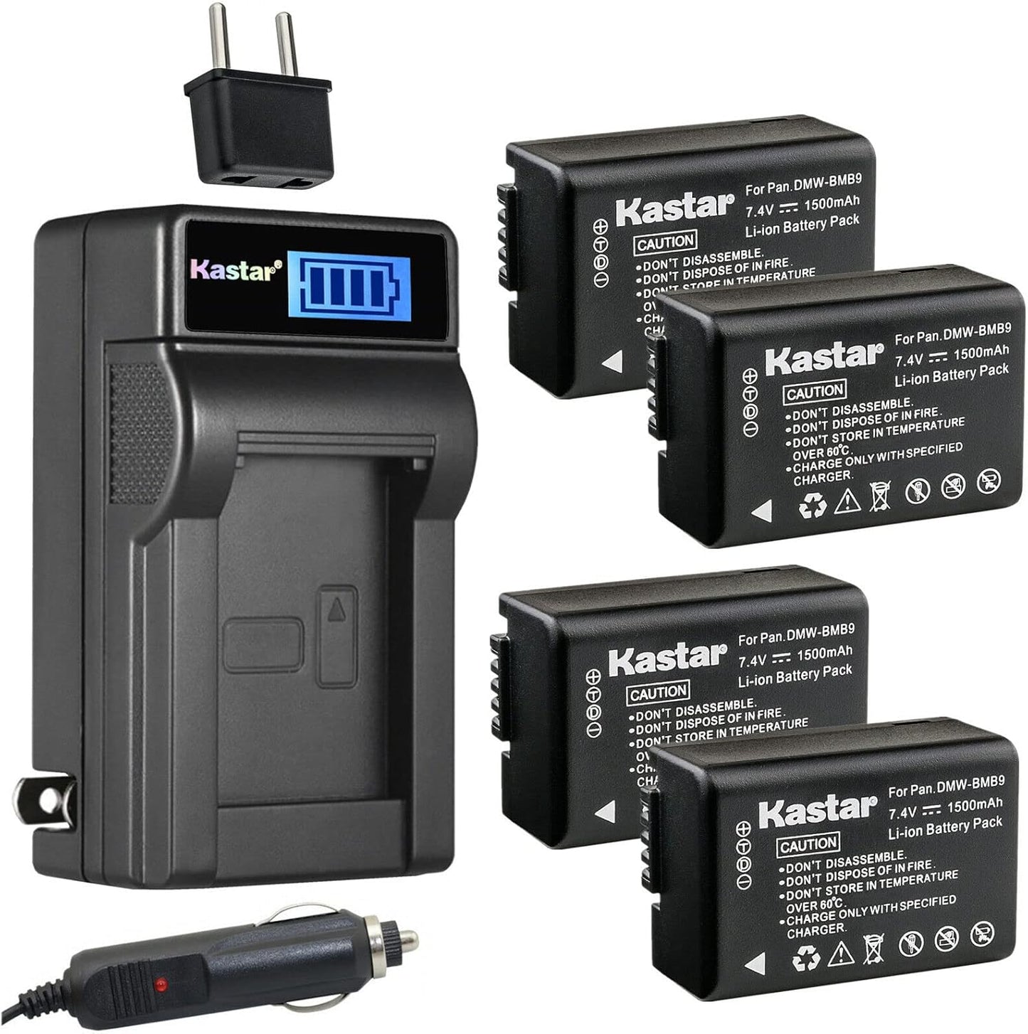 Kastar 4-Pack DMW-BMB9 Battery and LCD Charger for Panasonic