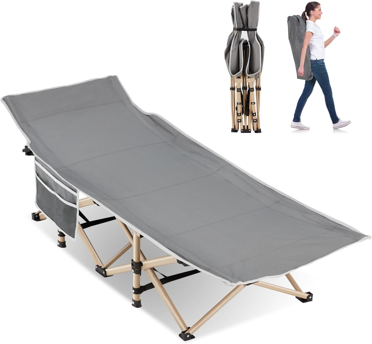 Folding Camping Cot for Sleeping - Heavy Duty Portable Bed