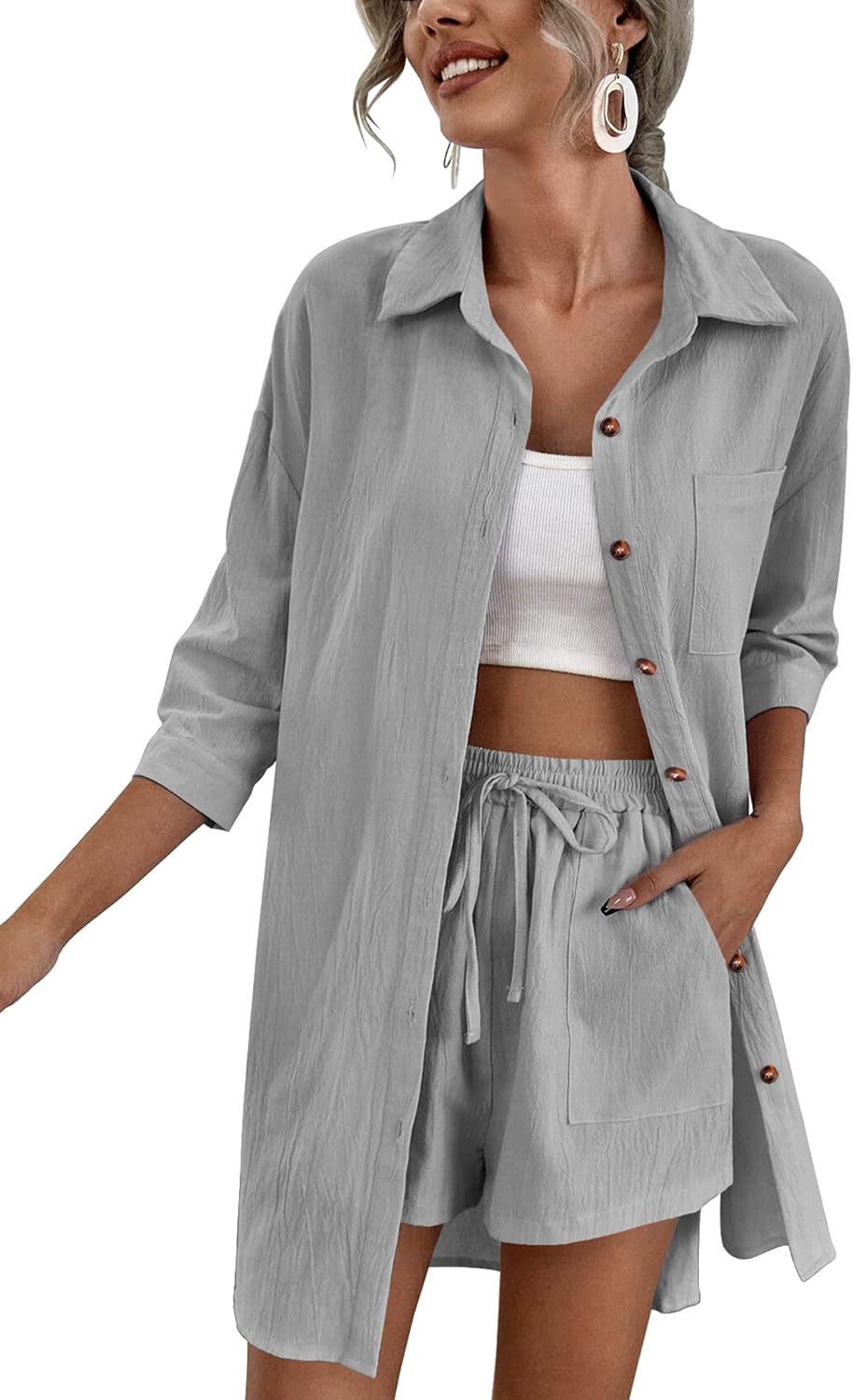 Lounge Tracksuit Outfit Sets for Women - Comfortable Cotton Linen
