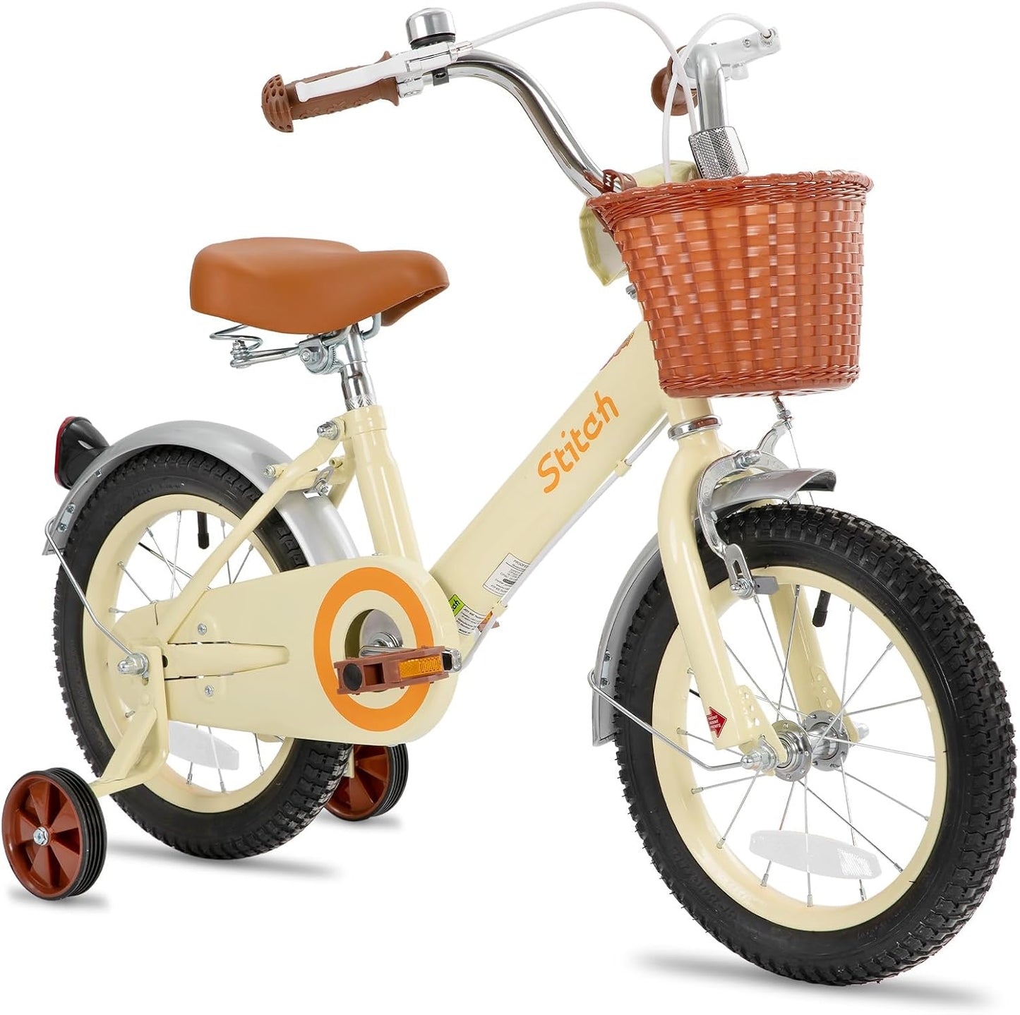 Vintage Kids Bike with Training Wheels & Basket for Young Riders