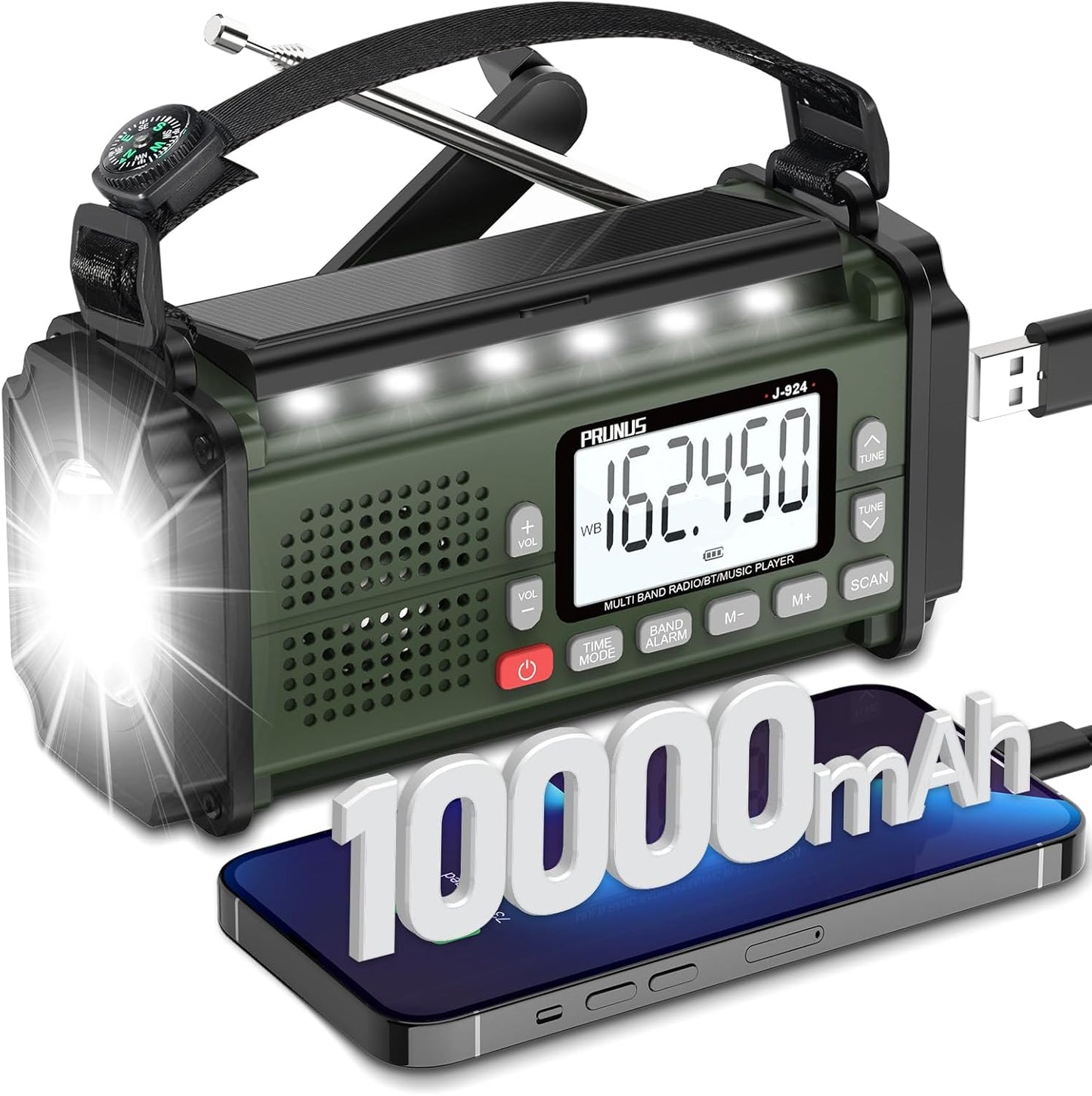 PRUNUS J-924 Hand Crank Radio with Emergency Power Supply
