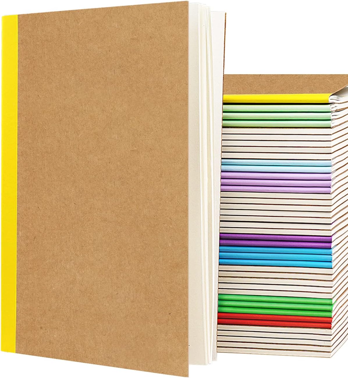 Rainbow Spine Kraft Notebooks 40 Pcs, College Ruled, 60 Pages