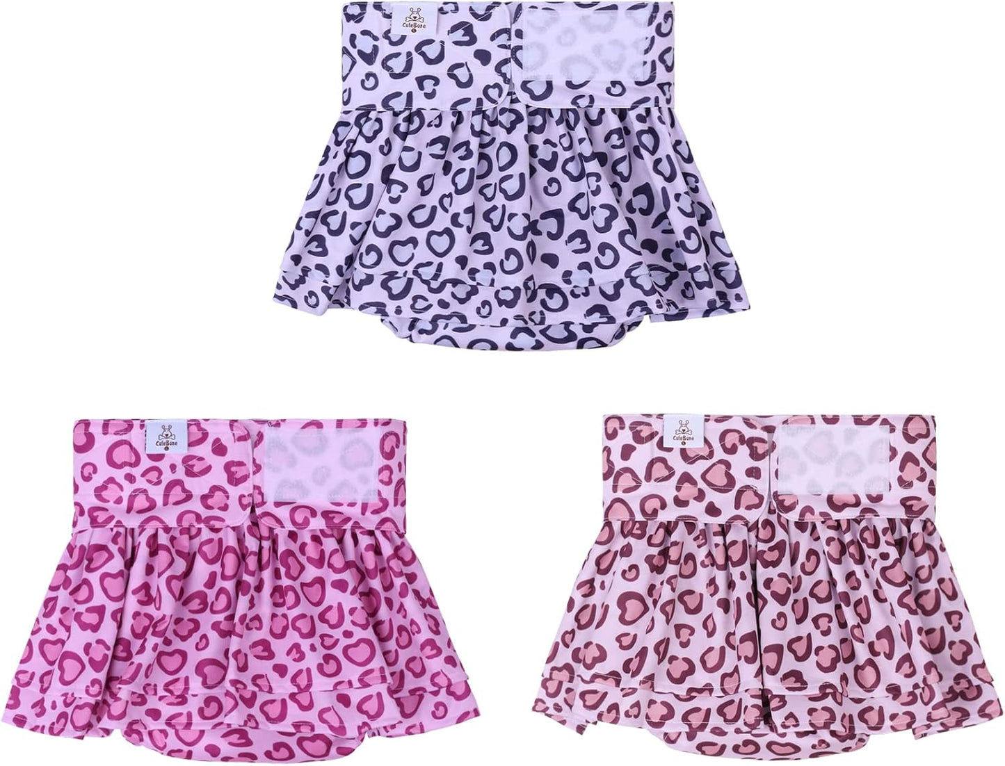 CuteBone 3 Pack Reusable Female Dog Diapers with Skirts - Stylish Heat Cycle Solution