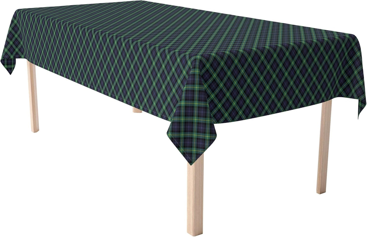 Blue & Green Tartan Tablecloth - Stylish Plaid Design for Any Table