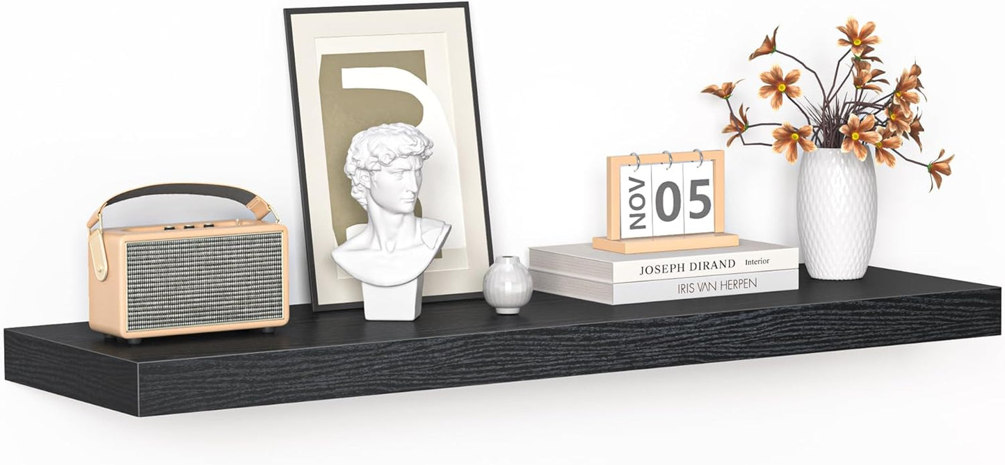 Floating Shelves for Decor & Storage - Rustic Black Wall Shelf