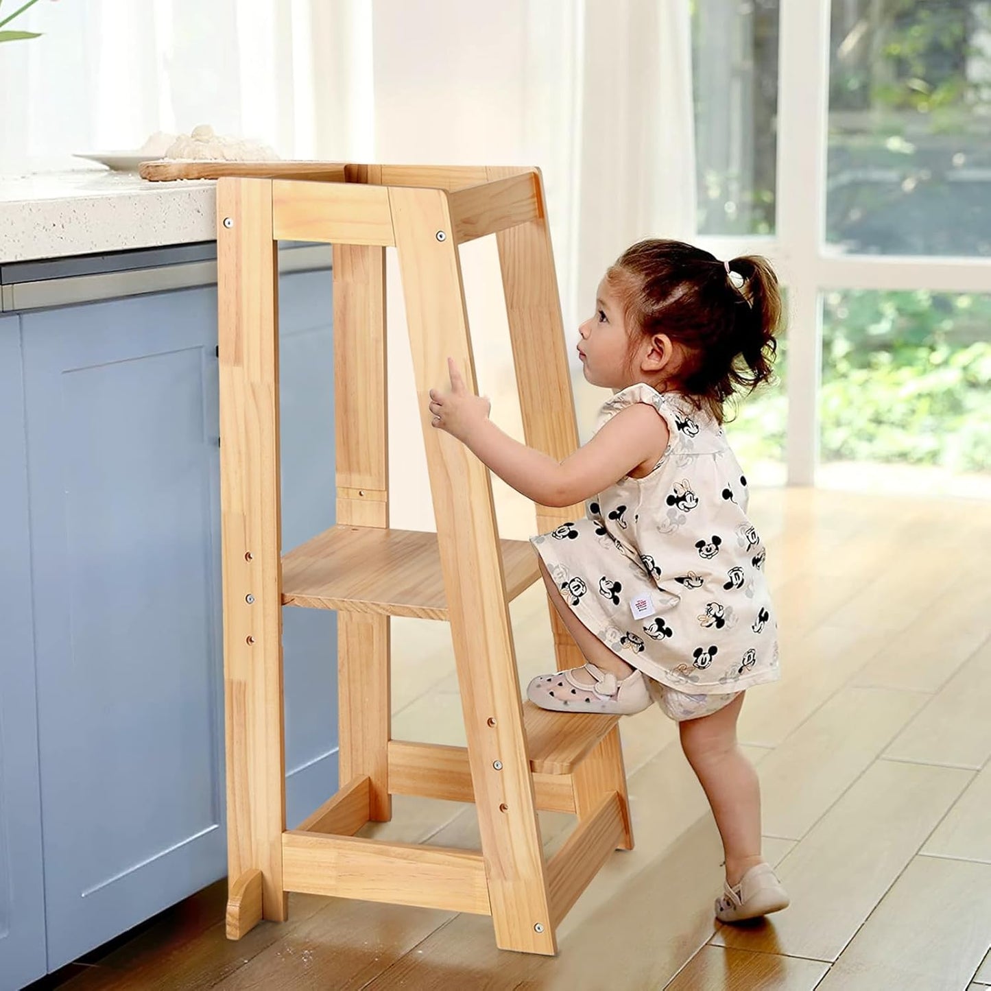 KIDINIX Solid Wooden Toddler Standing Tower for Kids' Independence