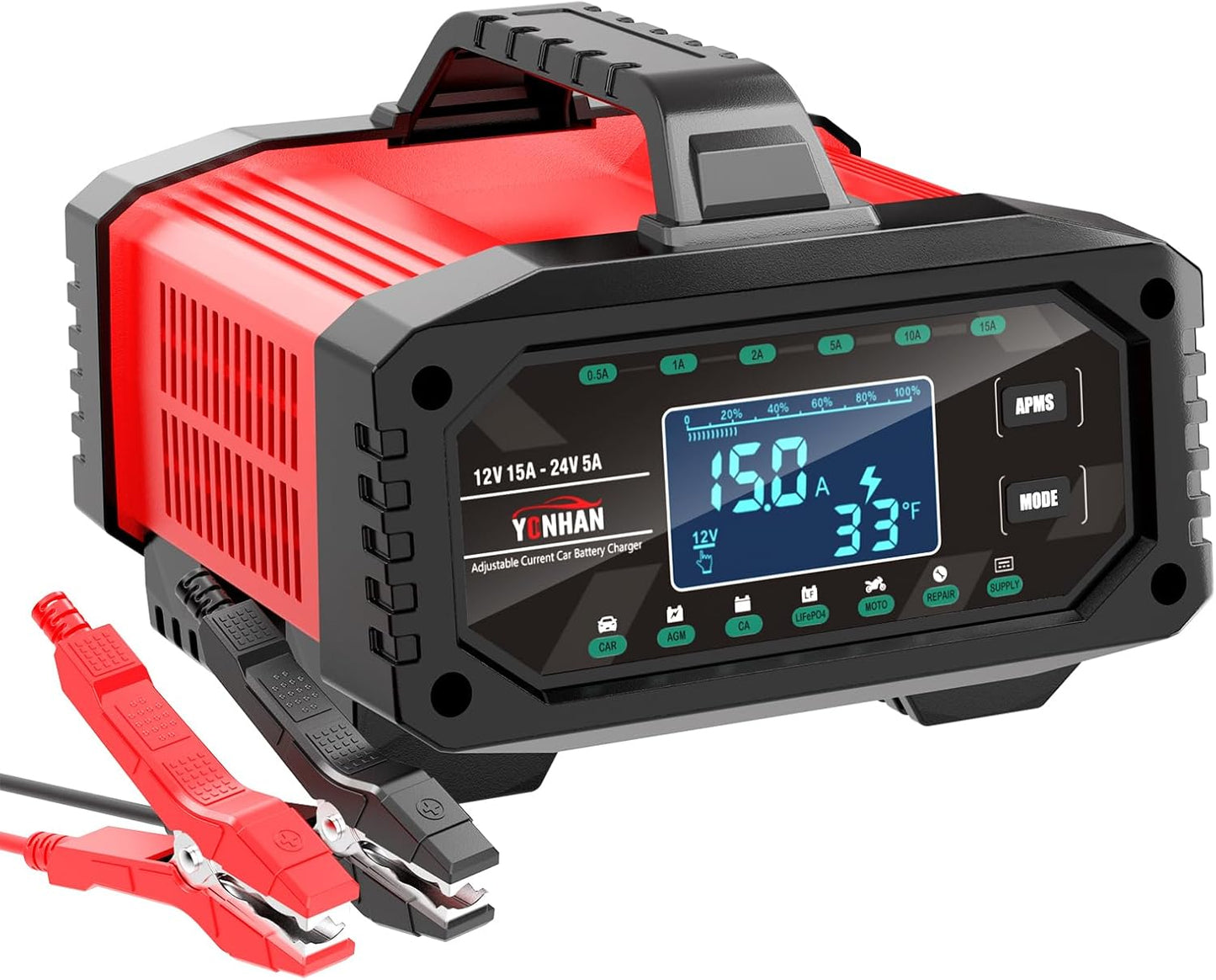 YONHAN 15A Battery Charger: Smart Adjustable Current Solution