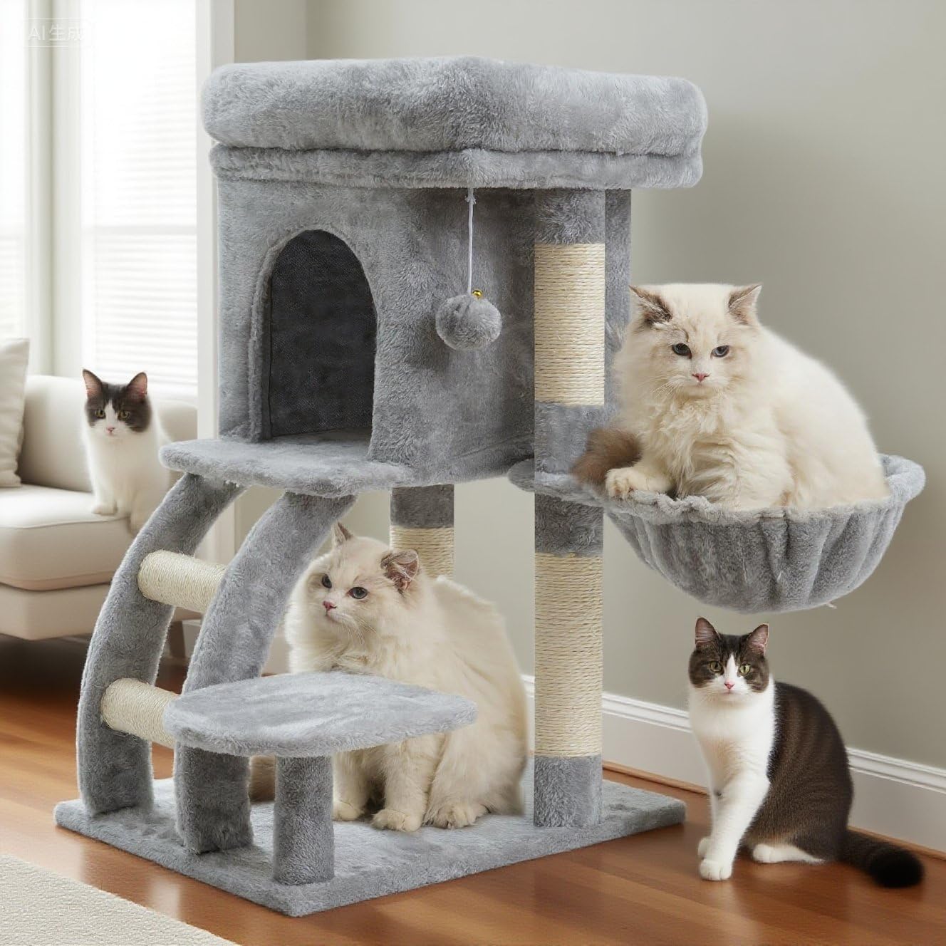 Heybly Cat Tree Tower for Indoor Kittens with Plush Perch