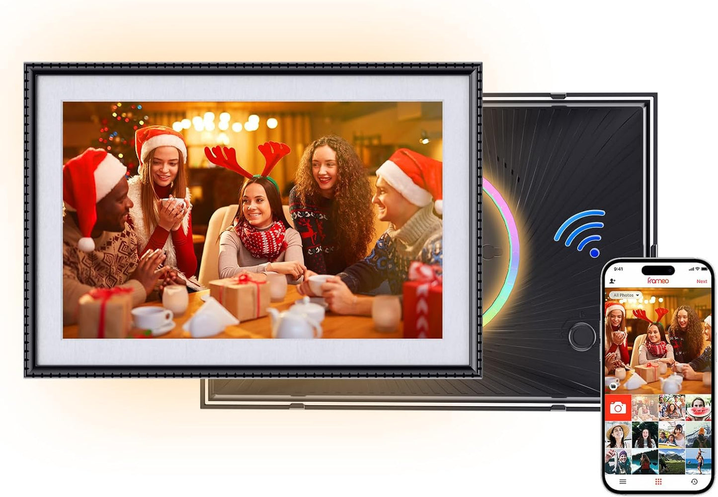 FRAMEO 10.1 inch Digital Photo Frame with LED Light and WiFi