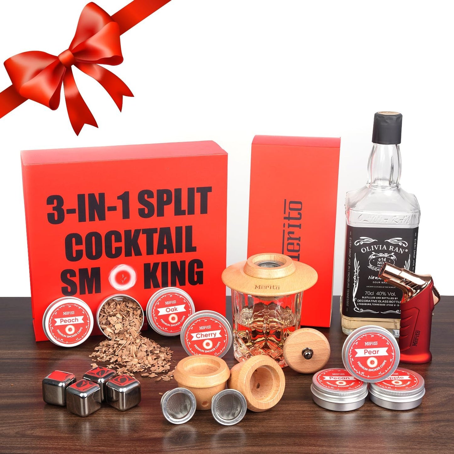 Whiskey & Bourbon Smoker Kit: 6 Flavor Wood Chips, Torch Included