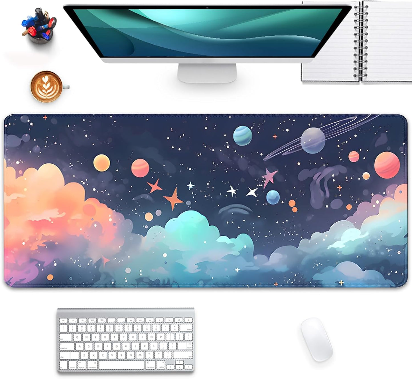 Galaxy Desk Mat Mouse Pad - Cosmic Design, Large Size