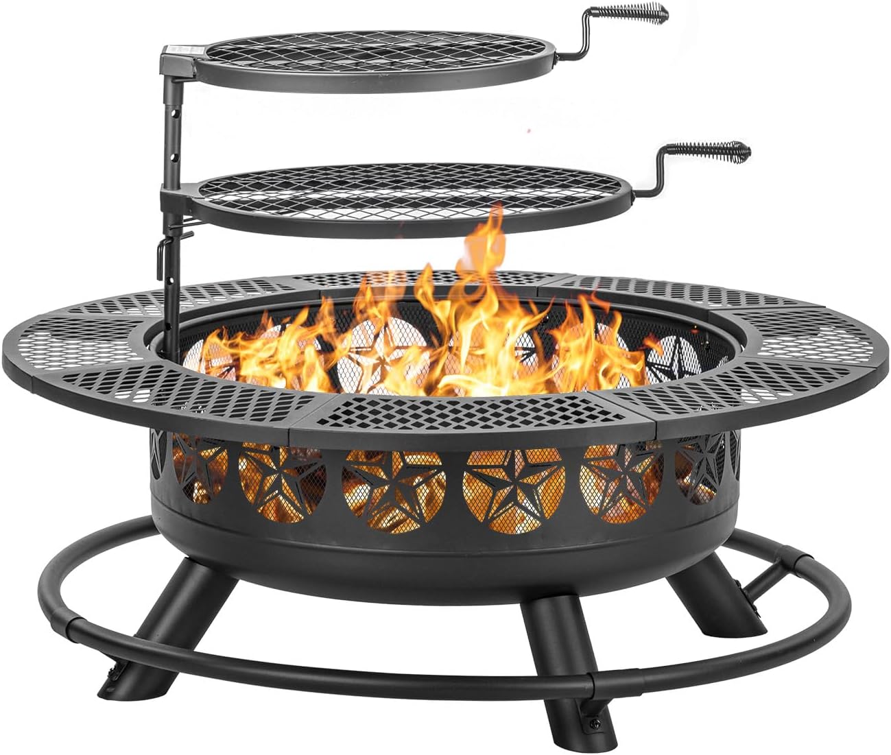 42 Inch BBQ Fire Pit Table with Grills for Outdoor Cooking