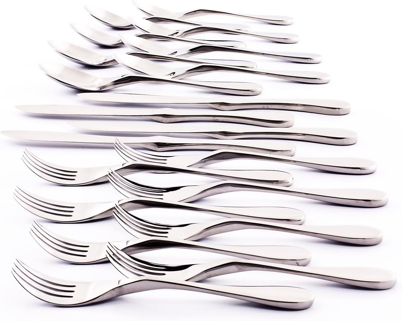 Knork Original Cutlery Utensils Set - 20 Piece Gloss Silver