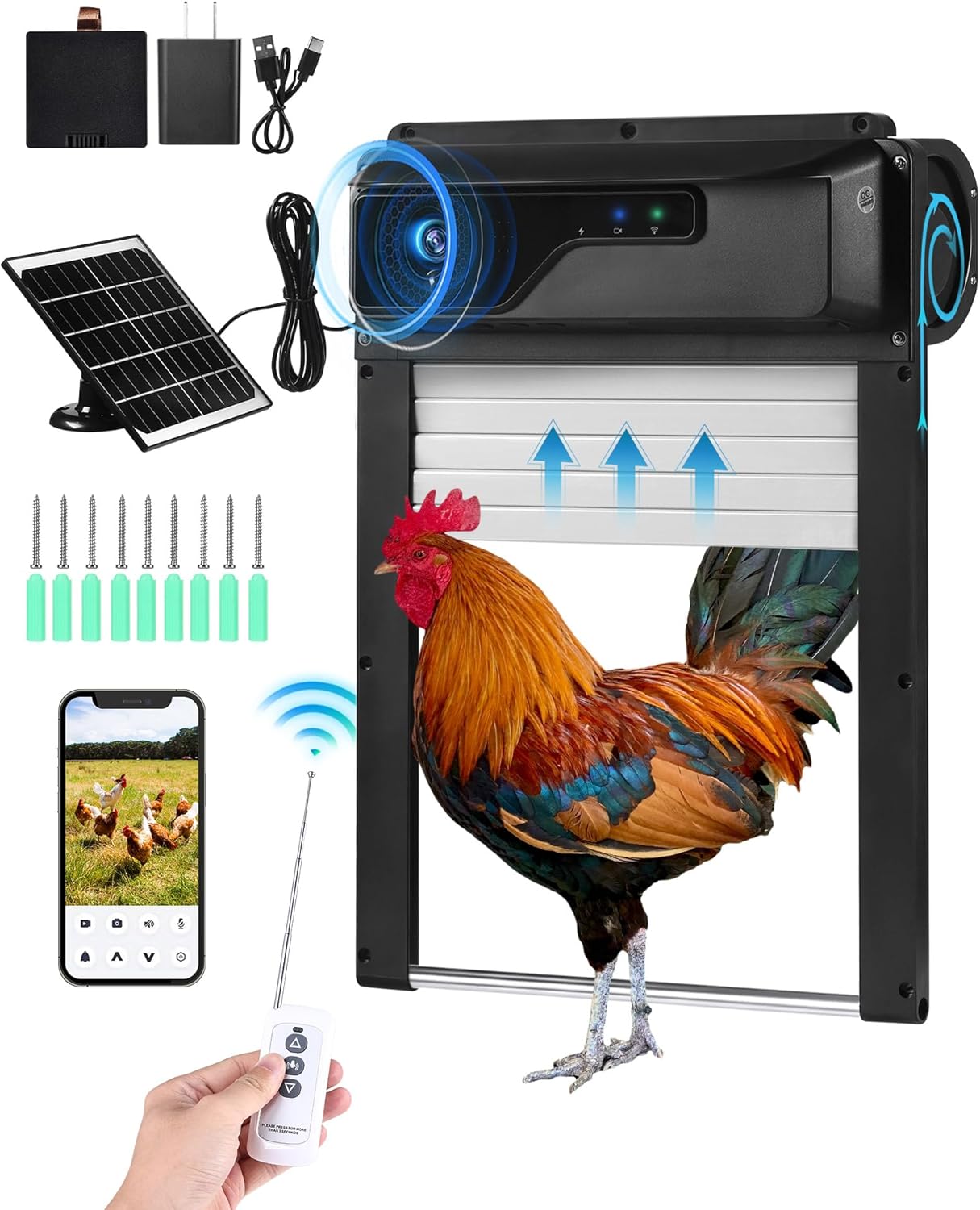 Automatic Chicken Coop Door with HD Camera and Solar Power