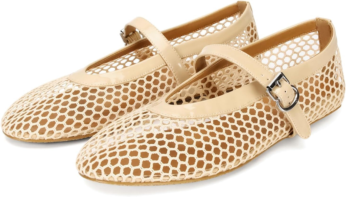 DOEYG Mesh Ballet Flats for Women - Comfy Casual Office Shoes