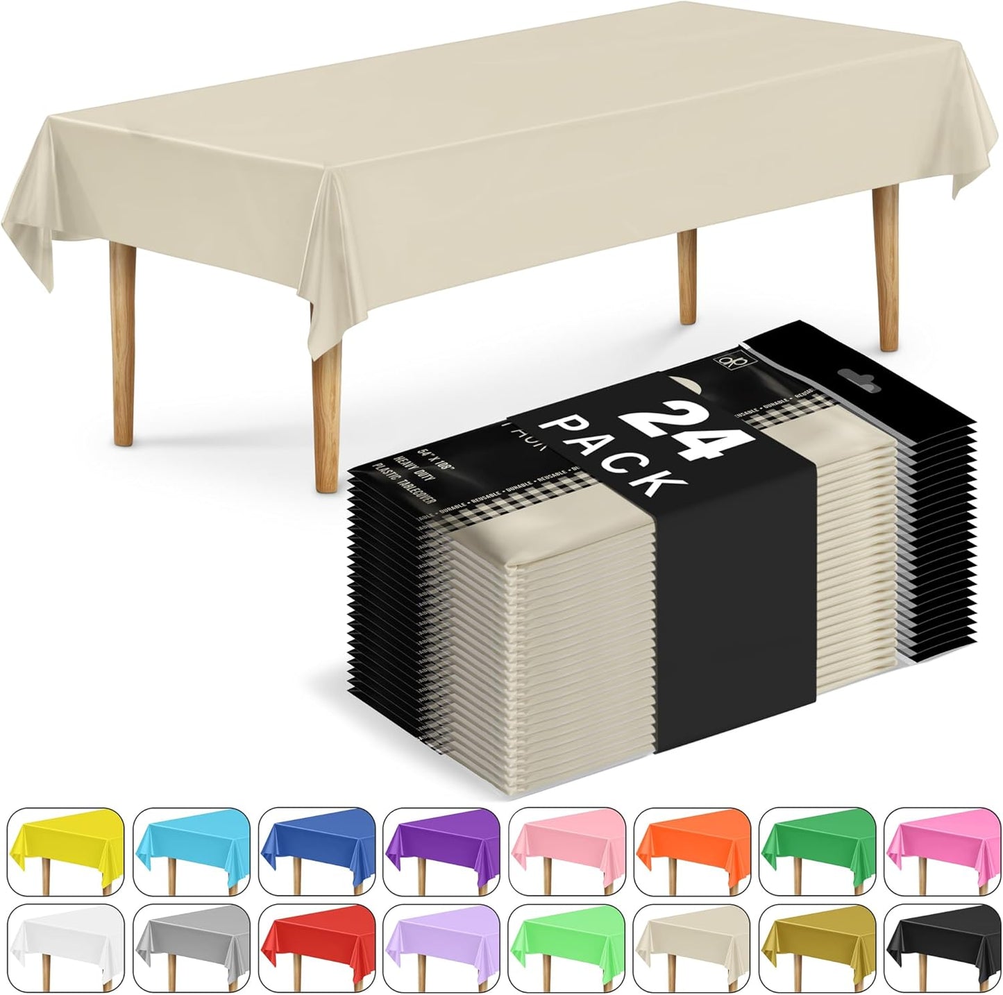 DecorRack 24 Pack Rectangular Tablecloths for Every Occasion