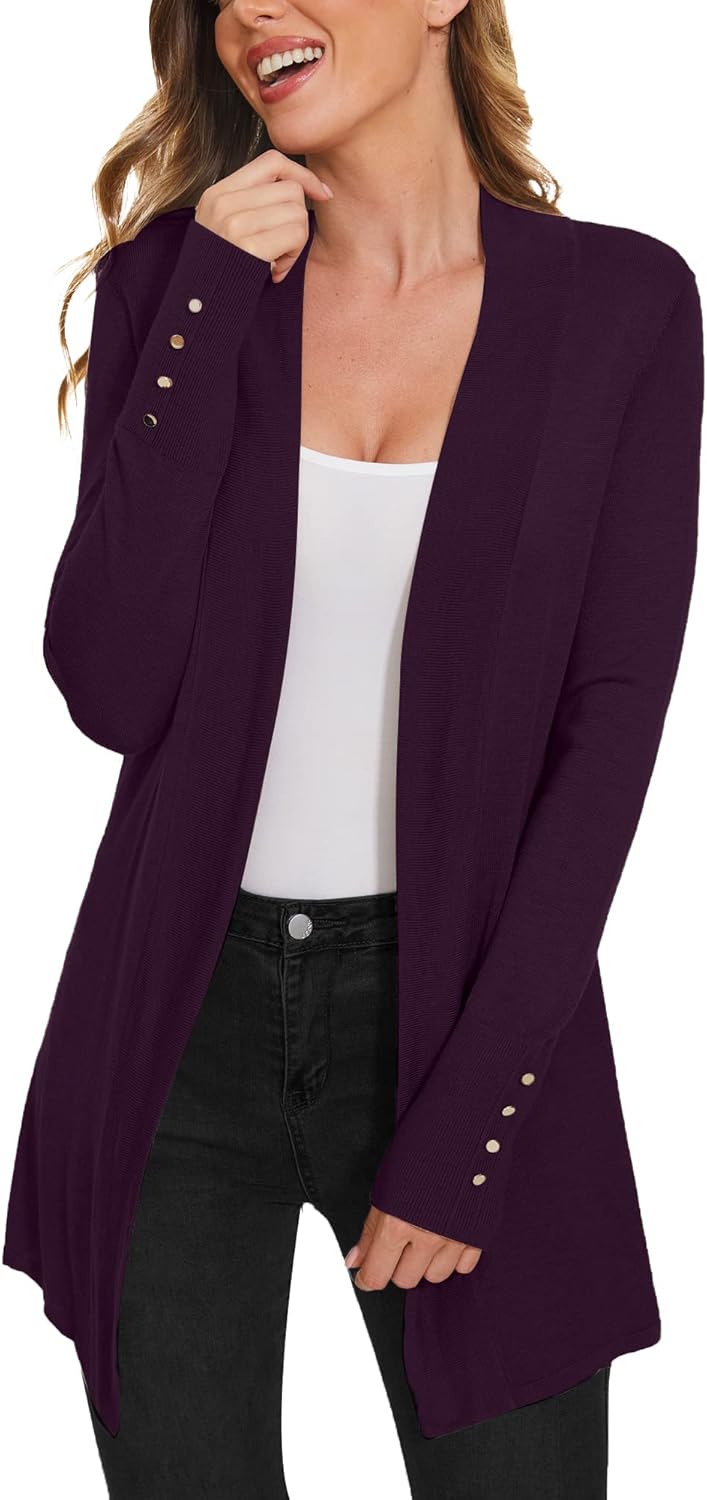 Stylish Long Sleeve Open Front Knit Cardigan for Women