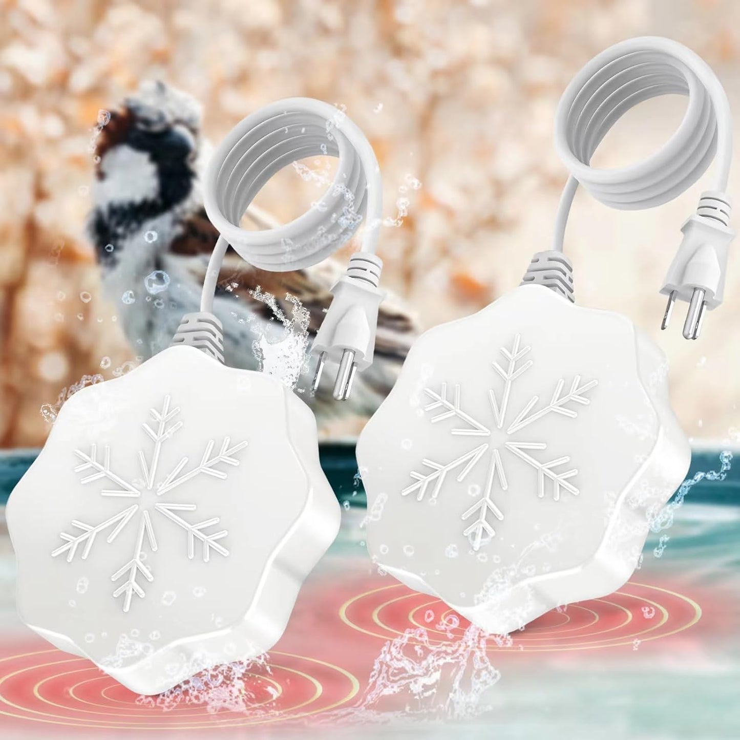 Thermostatic Bird Bath Heater Duo - Winter Deicer Set