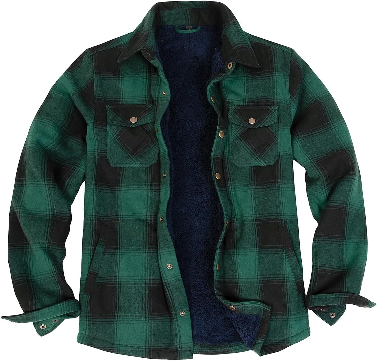 ZENTHACE Men's Sherpa Lined Flannel Shirt Jacket for Winter