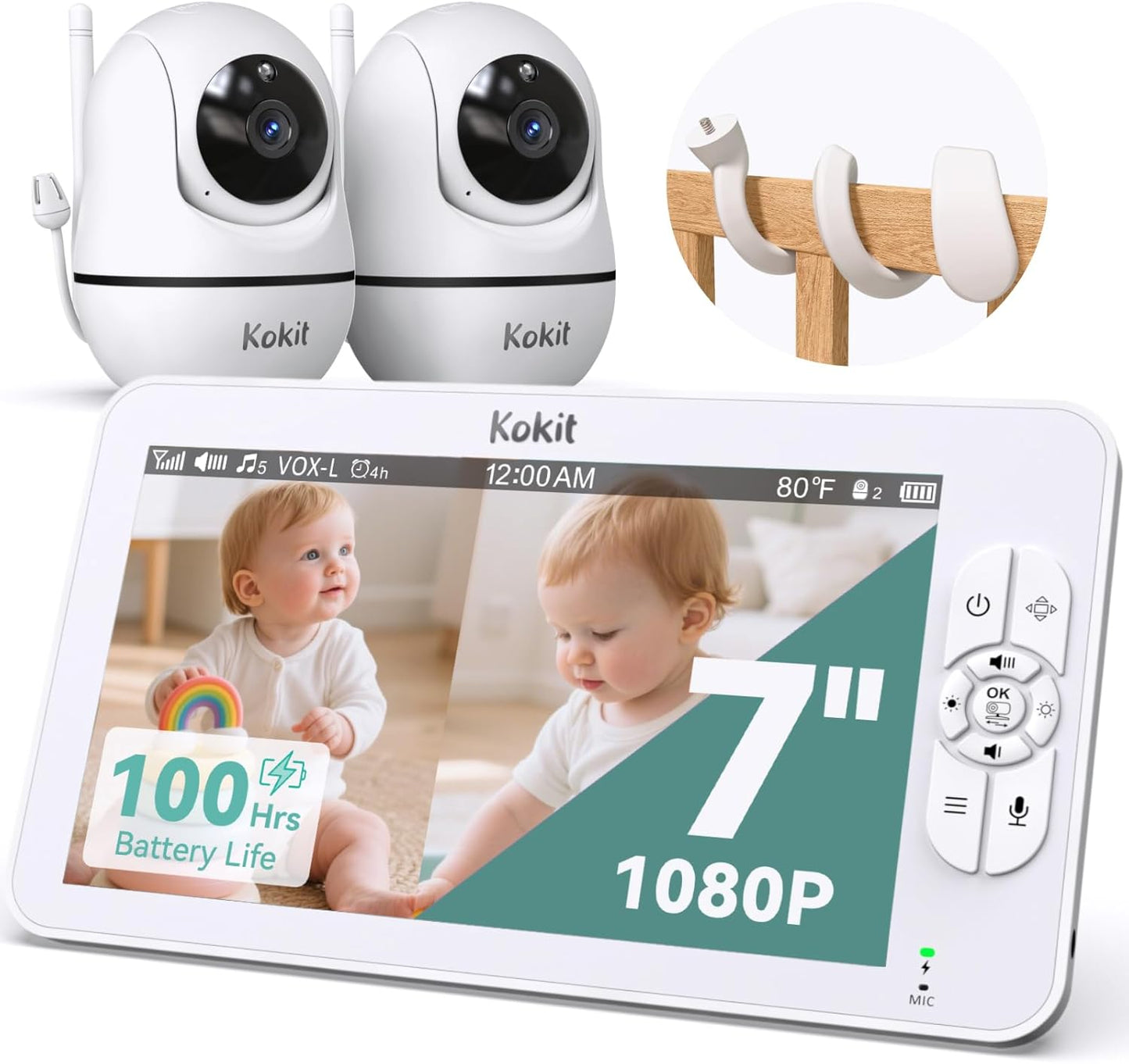 7in 1080P Full HD Split-Screen Baby Monitor with Dual Cameras