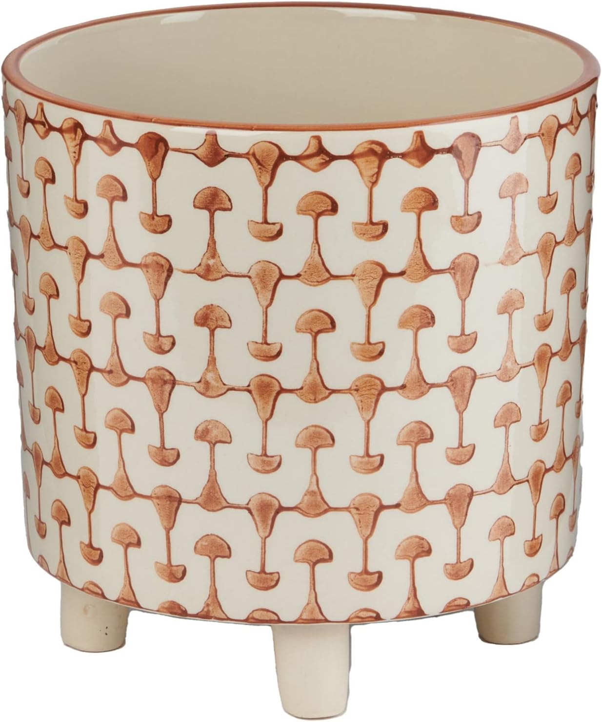 Creative Co-Op Footed Stoneware Planter with Abstract Print