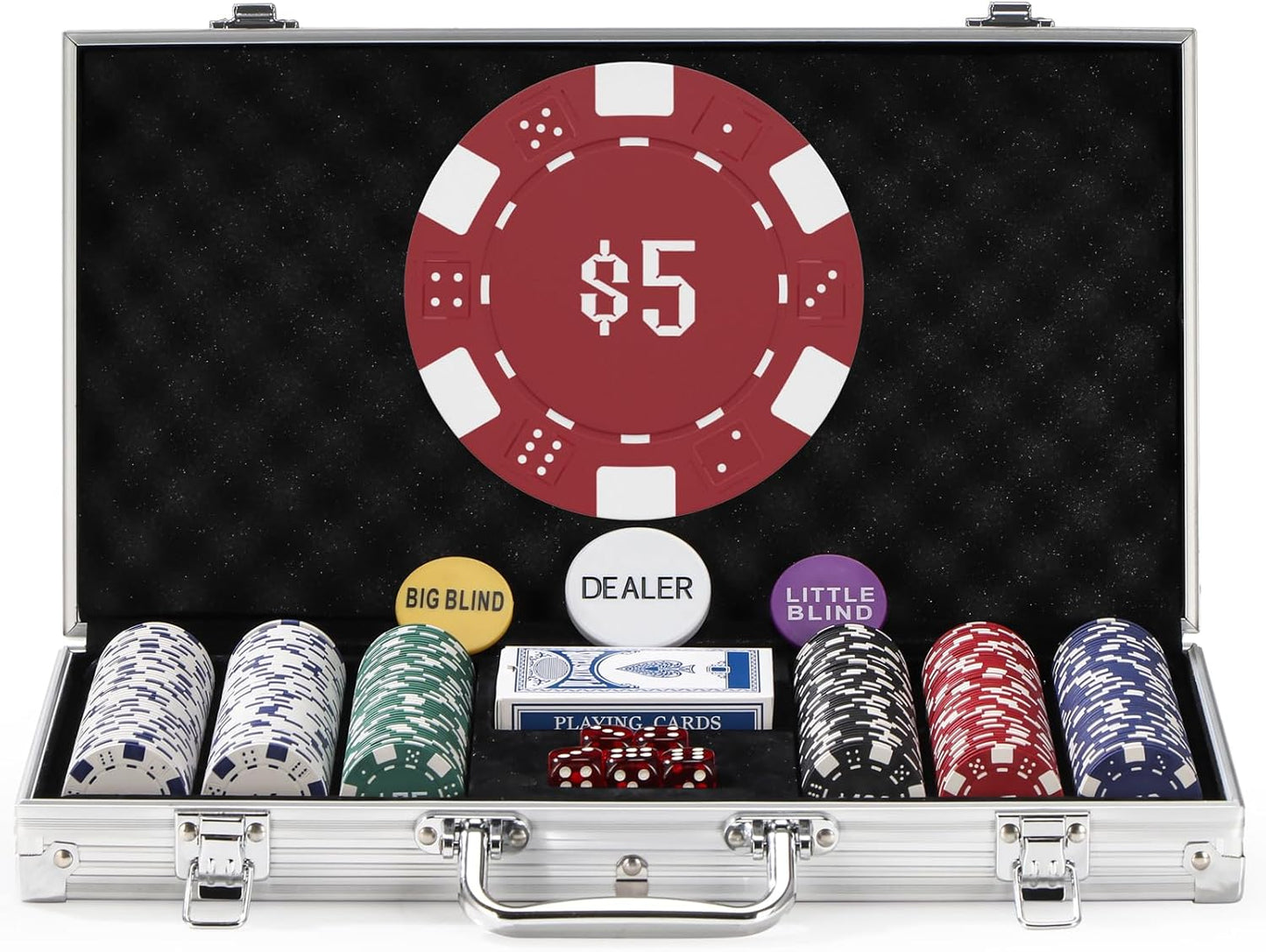 300Pcs Numbered Poker Chips Set for Texas Holdem and Blackjack