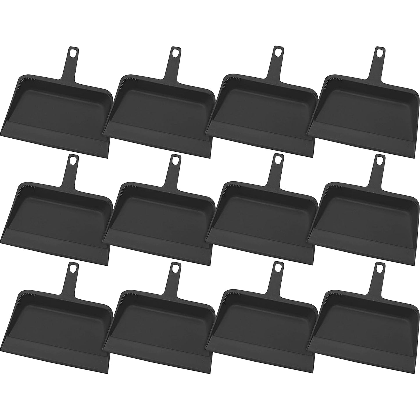 Genuine Joe Heavy-Duty Black Plastic Dust Pan, 12-inch Pack