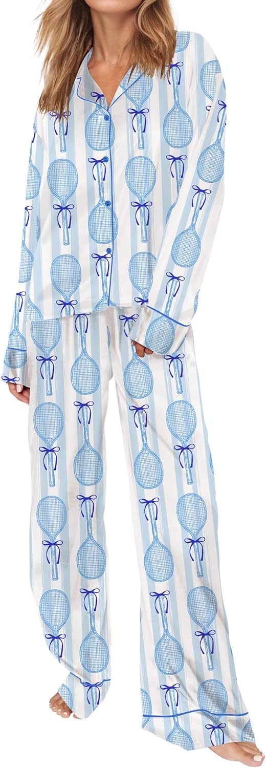 Satin Pajamas for Women Set Long Sleeve Button Down Sleepwear