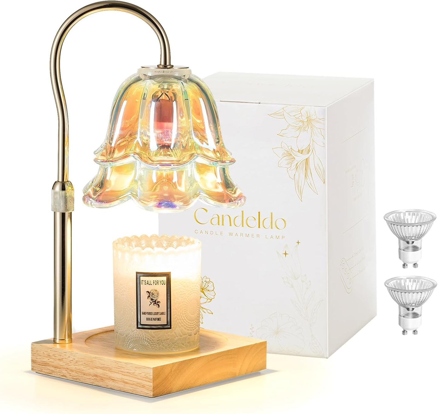 Candle Warmer Lamp with Timer: Iridescent Flower Design