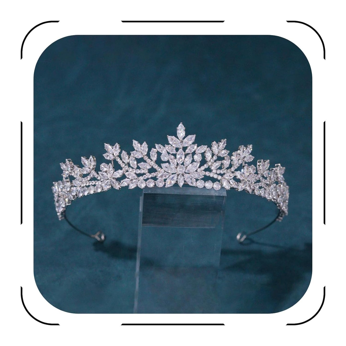Silver Wedding Tiaras for Bride and Girls with Zirconia Crystals