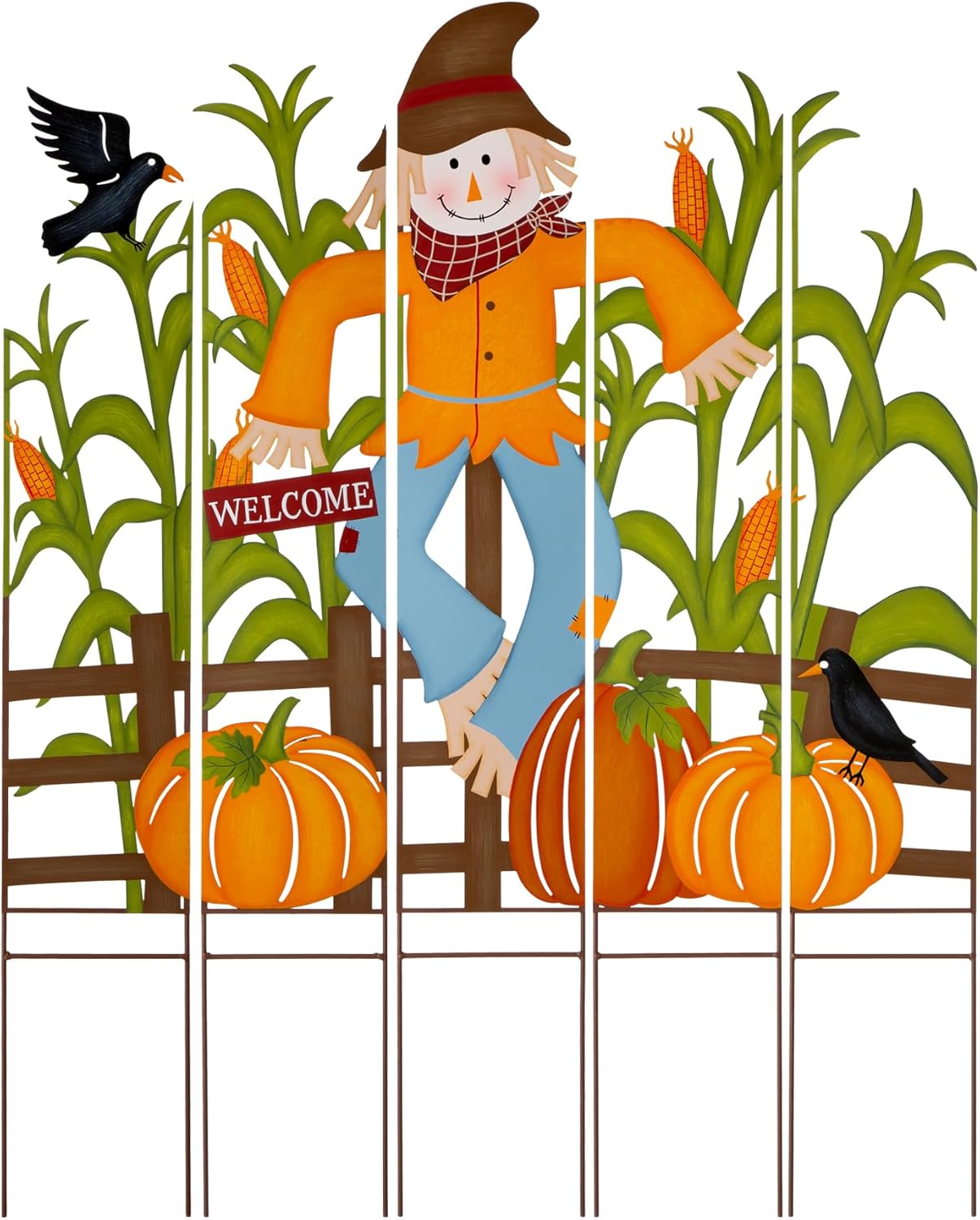 41.5in Fall Decorative Yard Signs with Scarecrow and Corns