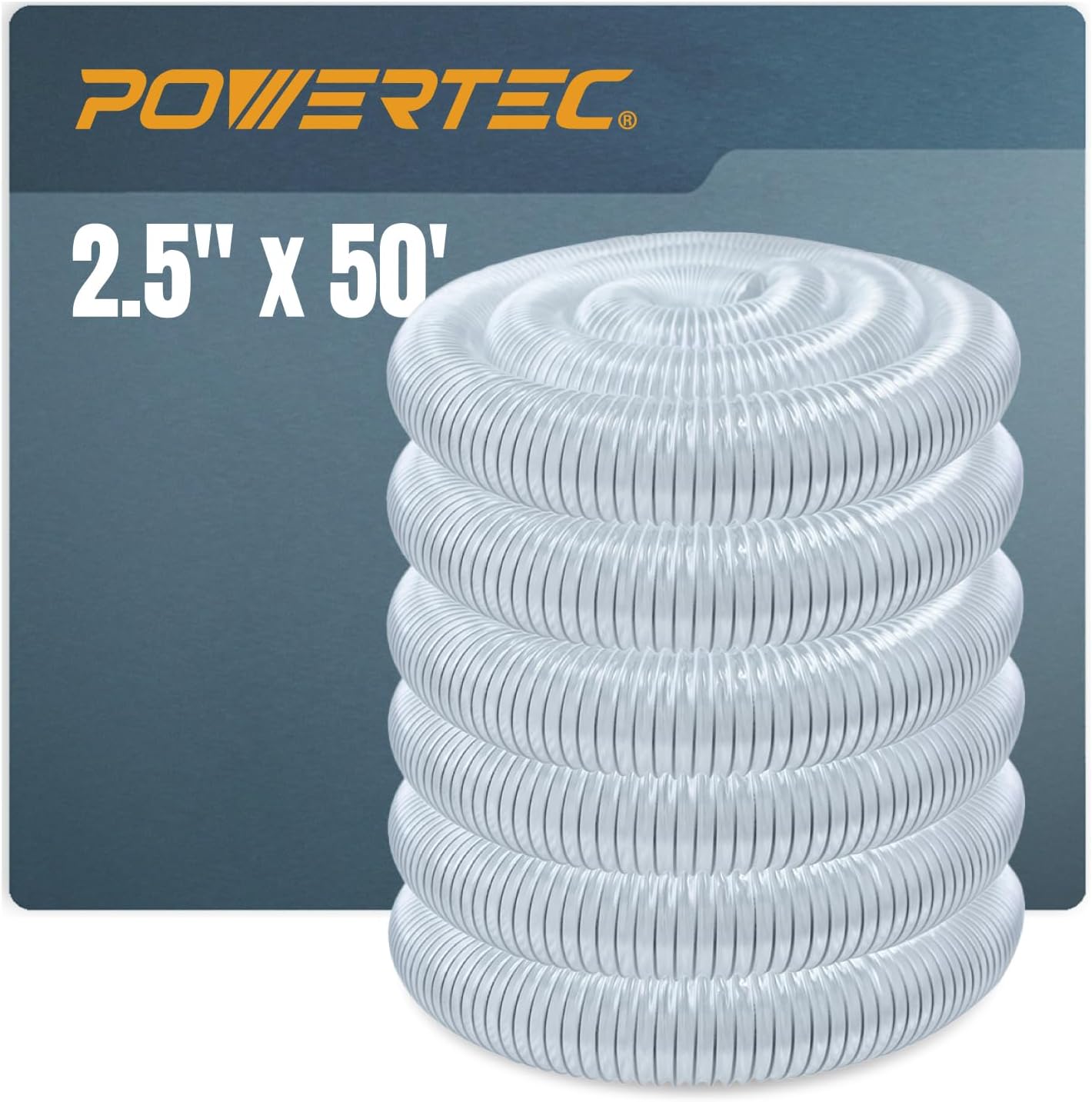 POWERTEC 2-1/2 Inch x 50 Feet Flexible Dust Collection Hose