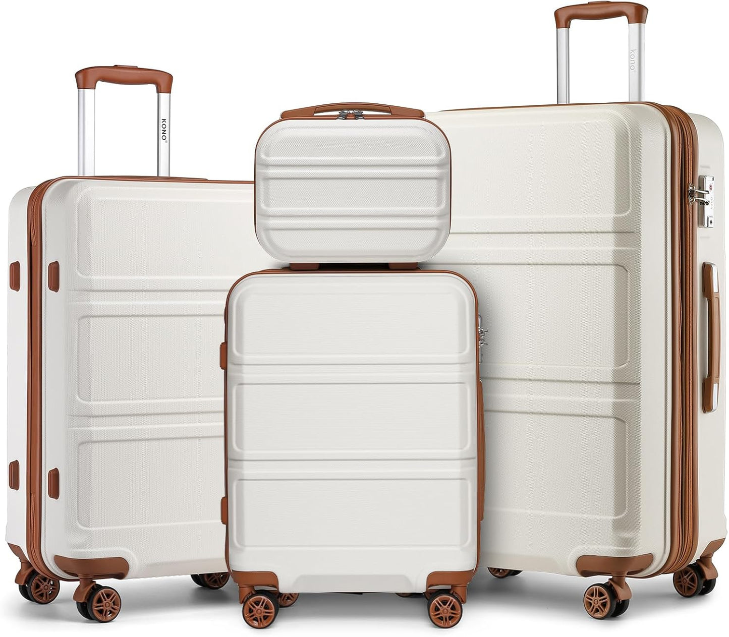 Kono 4 Piece Expandable Luggage Set with Spinner Wheels