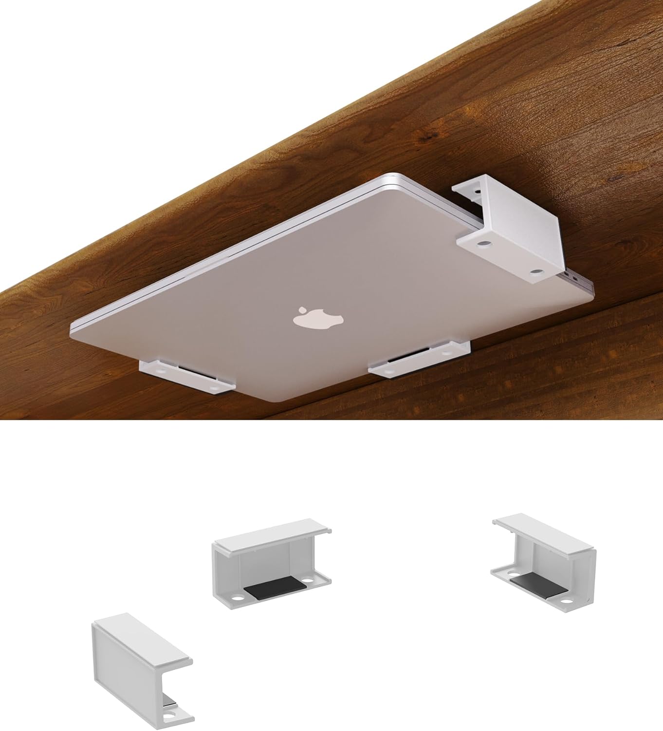 Space-Saving Under Desk Laptop Mount - White