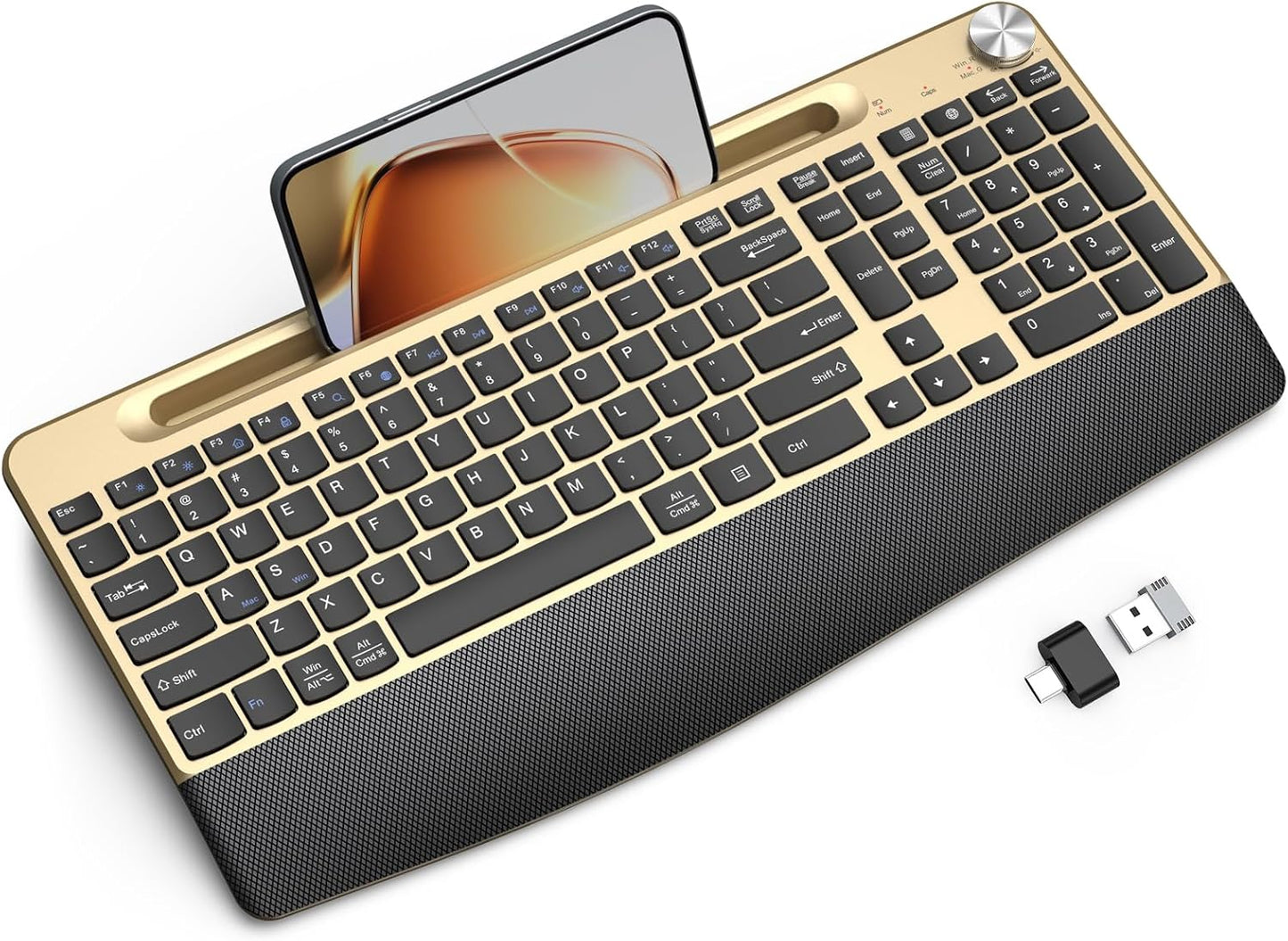 Ergonomic Wireless Keyboard with Wrist Rest and Quiet Design