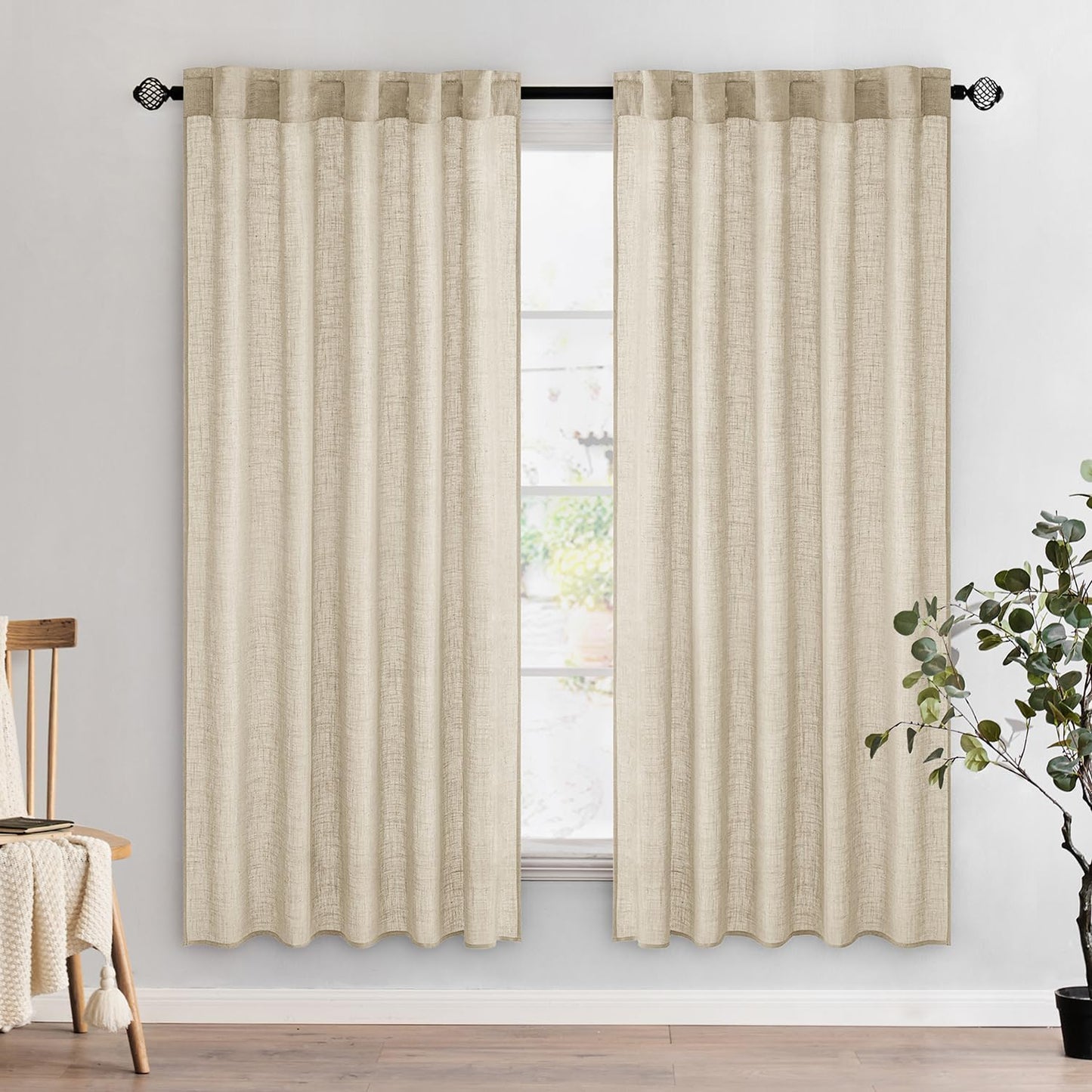 MIULEE Linen Curtains 72 Inch Length for Modern Home Decor