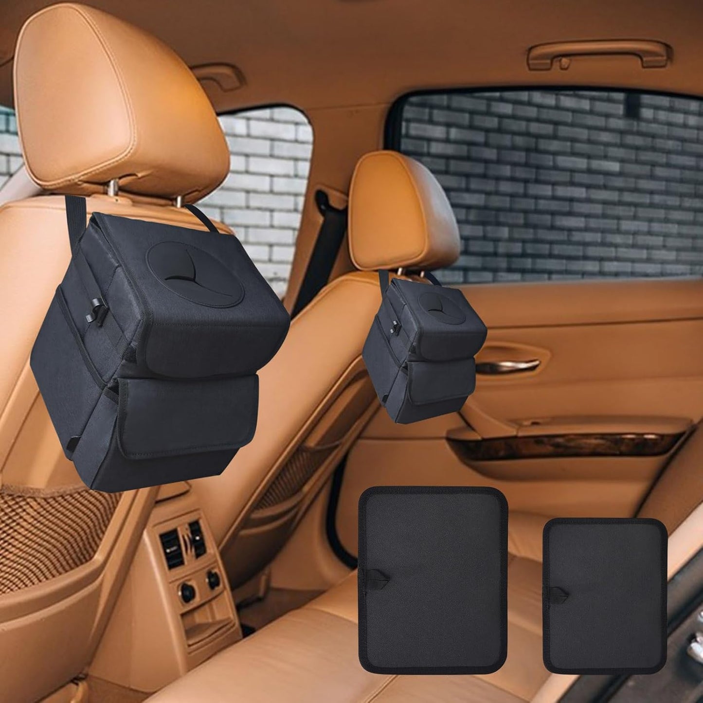 2-Pack Waterproof Car Trash Cans - Multi-Use Storage Solution