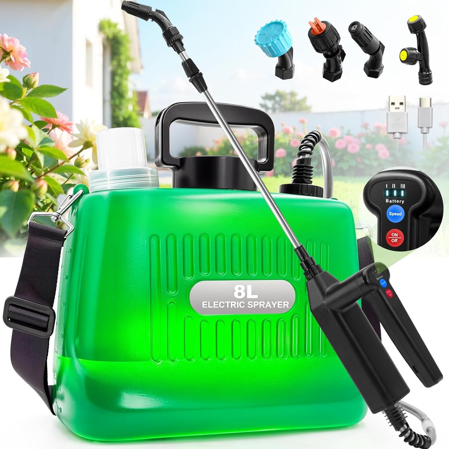 Battery Powered Sprayer 2 Gallon for Lawn and Garden Tasks