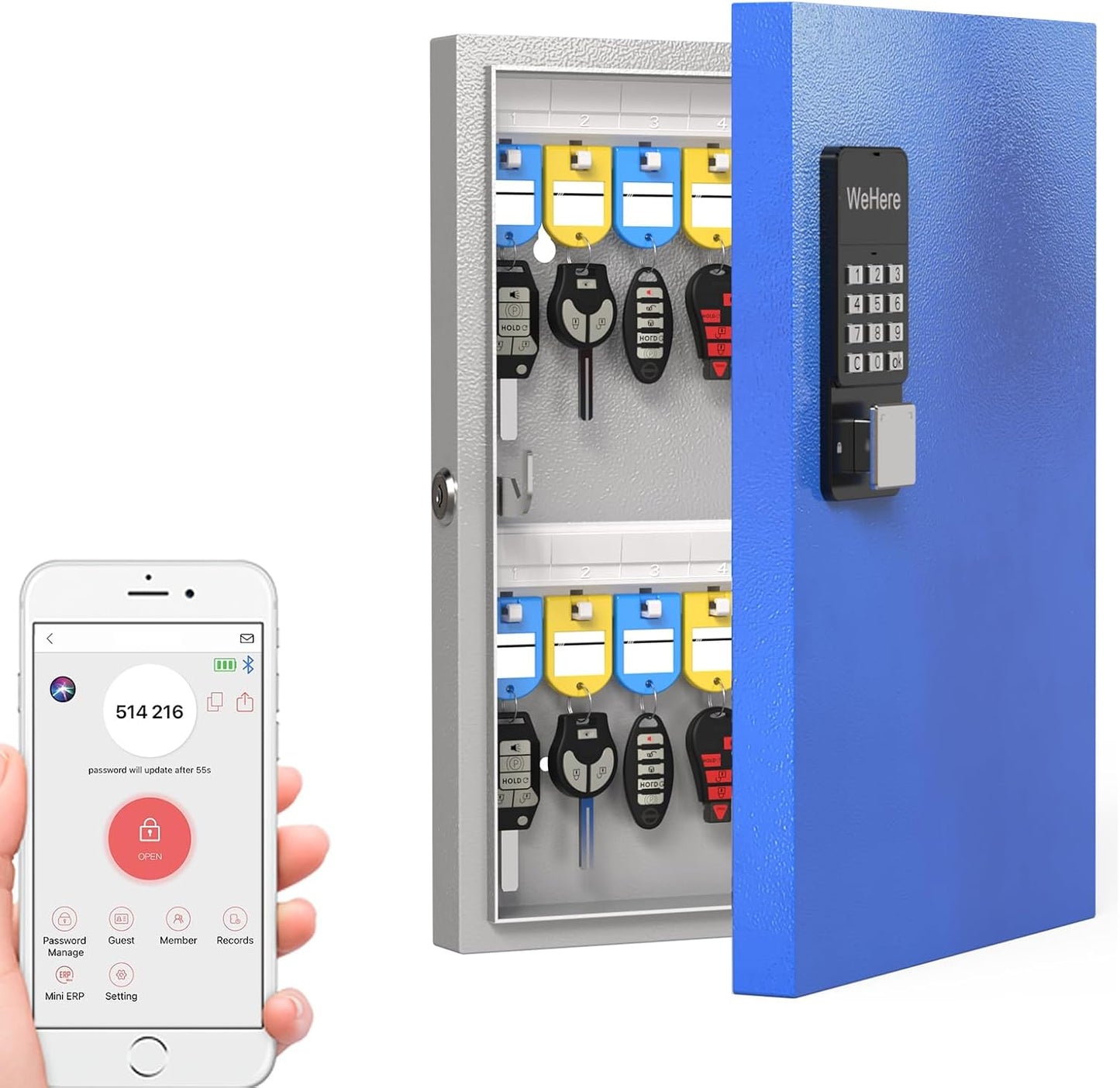 WeHere 32 Key Lock Box Wall Mount for Smart Key Management