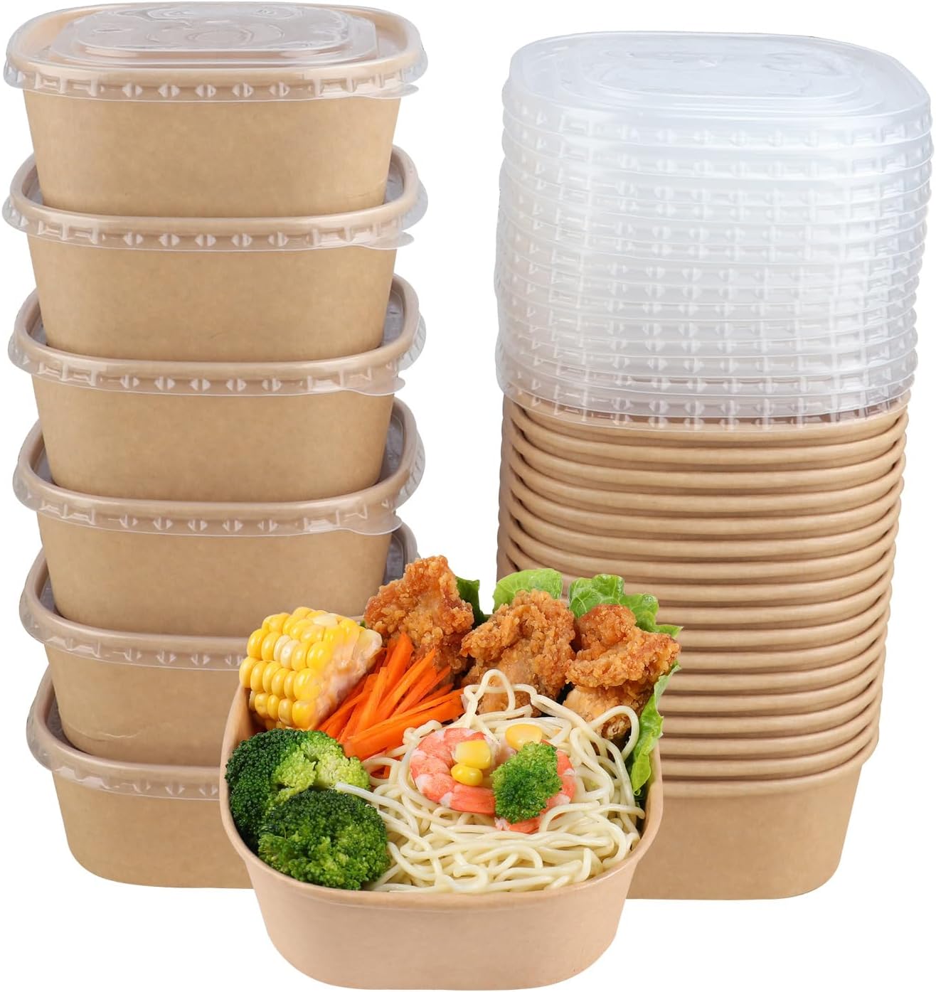 25 oz Disposable Kraft Paper Bowls with Lids for Every Occasion
