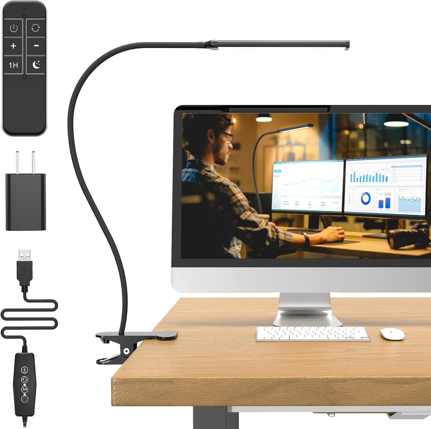Remote Control LED Desk Lamp: Eye-Caring Dimmable Light
