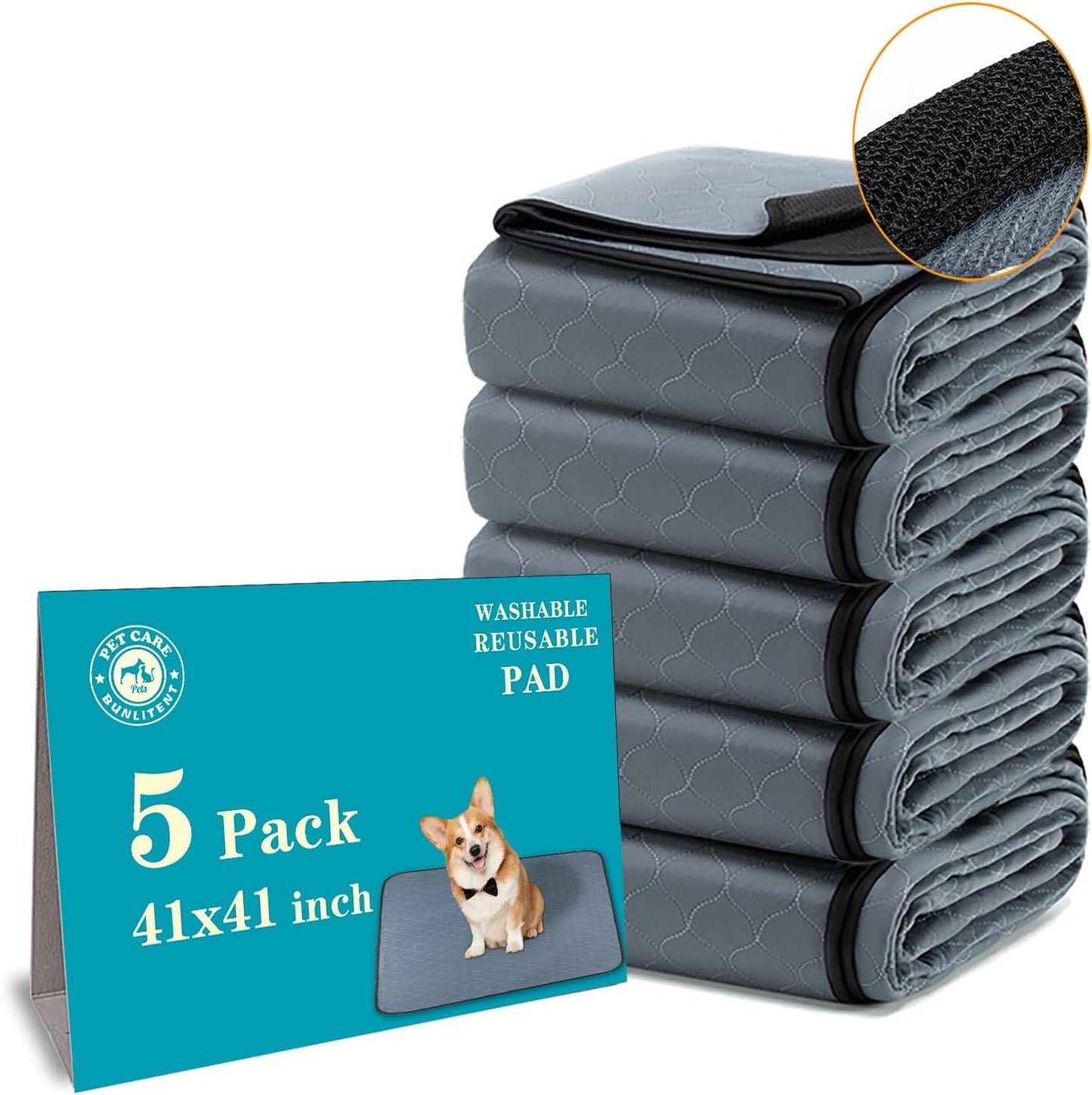 Washable Pee Pads for Dogs - Reusable Training Pads 41in x 41