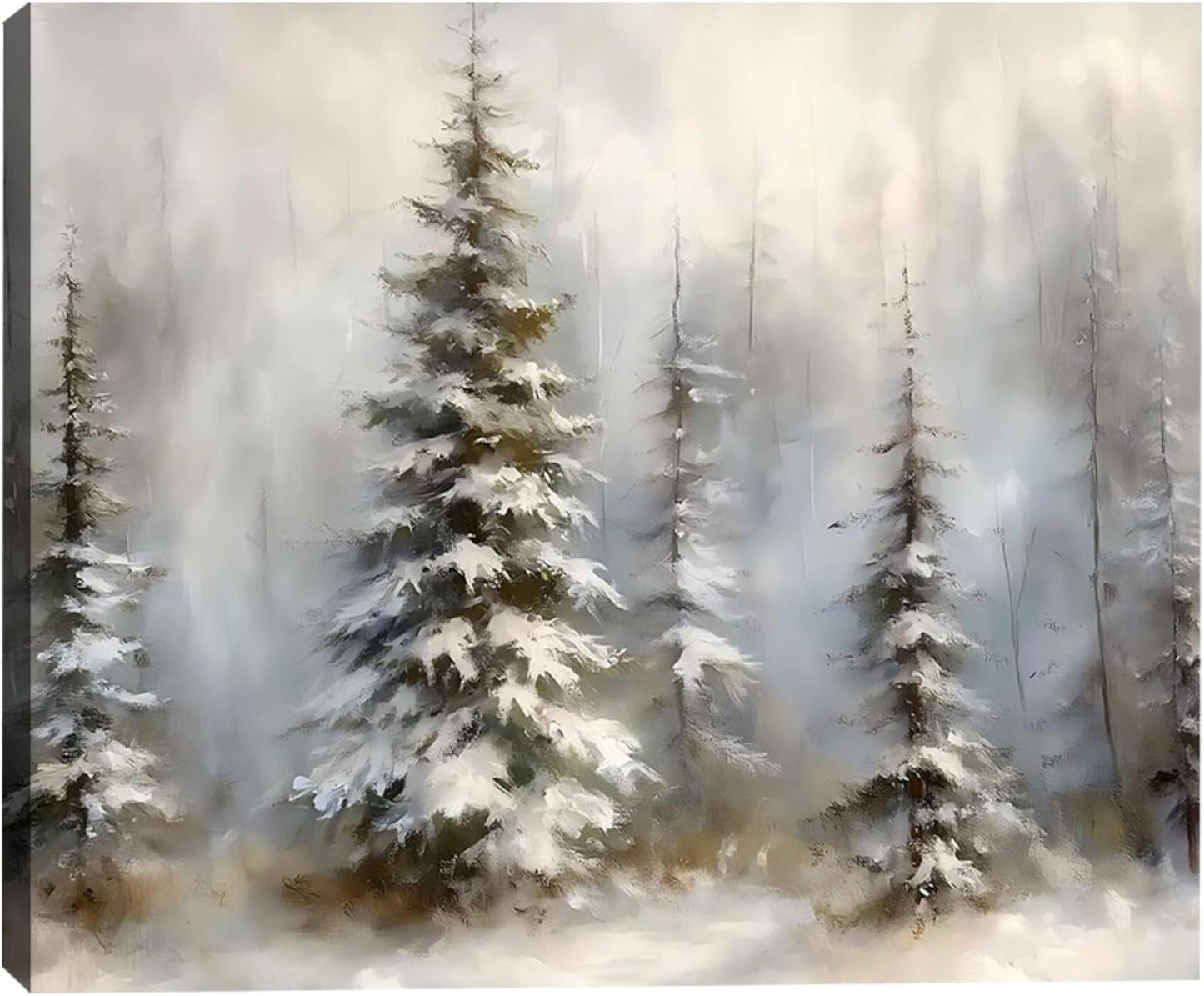Vintage Snowy Christmas Tree Decor for Living Room Wall Art