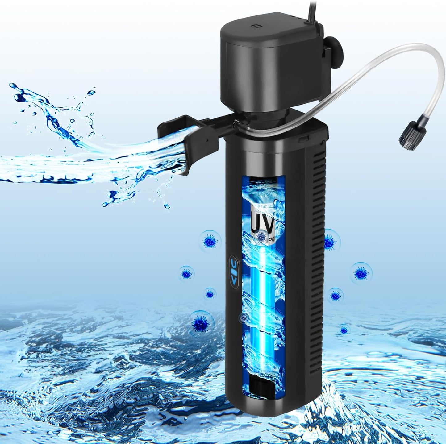 Aquarium Filter for 40-150 Gallon Tank - Powerful U-V Pump