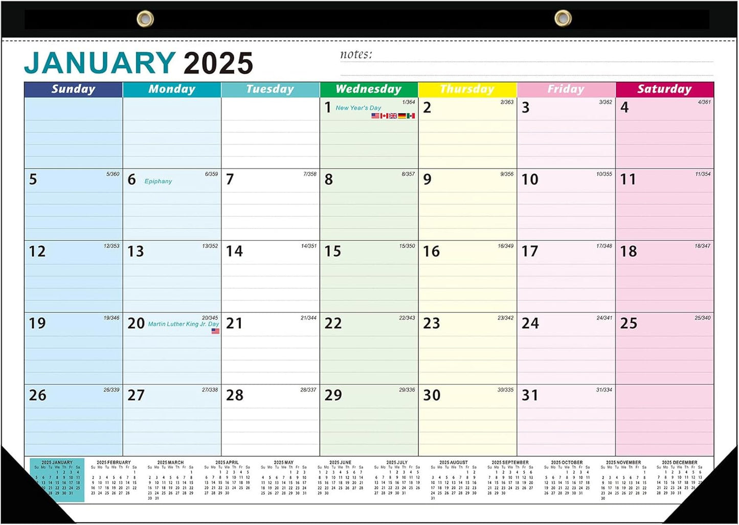 2025 Desk Calendar: 18 Months, Large Monthly Format, Home & Office Organizer
