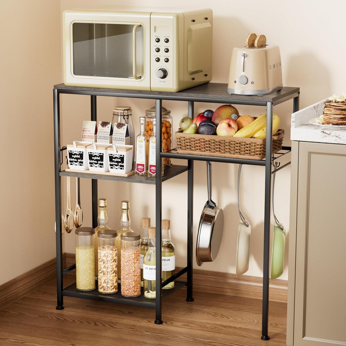 5-Tier Microwave Stand with Storage, Multi-Use Organizer